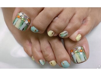 ストライプ柄footネイル