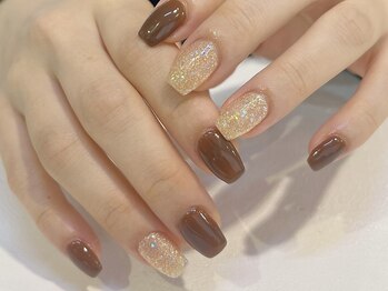 ネオリーブシェリエ 浅草店(Neolive cherie)/ブラウン×ゴールドラメ