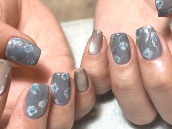 ラクネイル 浦和店(raku nail)/インク花柄ニュアンス
