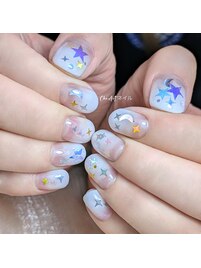 星ホログラム+ホワイトグラデ