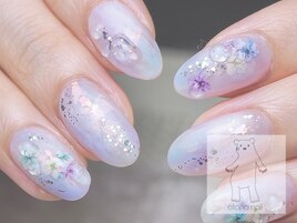 紫陽花ネイル 押し花ネイル