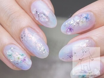 紫陽花ネイル 押し花ネイル