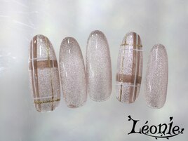 マグネット×チェック柄ネイル
