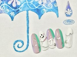 フリーアート♪梅雨ネイル