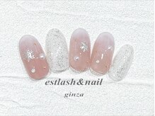 エストラッシュアンドネイル 銀座店(est lash&nail)/ホワイトグラデ雪の結晶ネイル