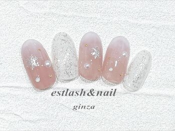 ホワイトグラデ雪の結晶ネイル