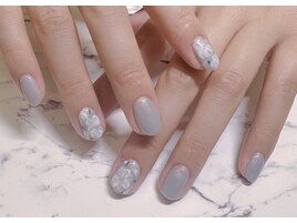 パールブルー×フラワーアート