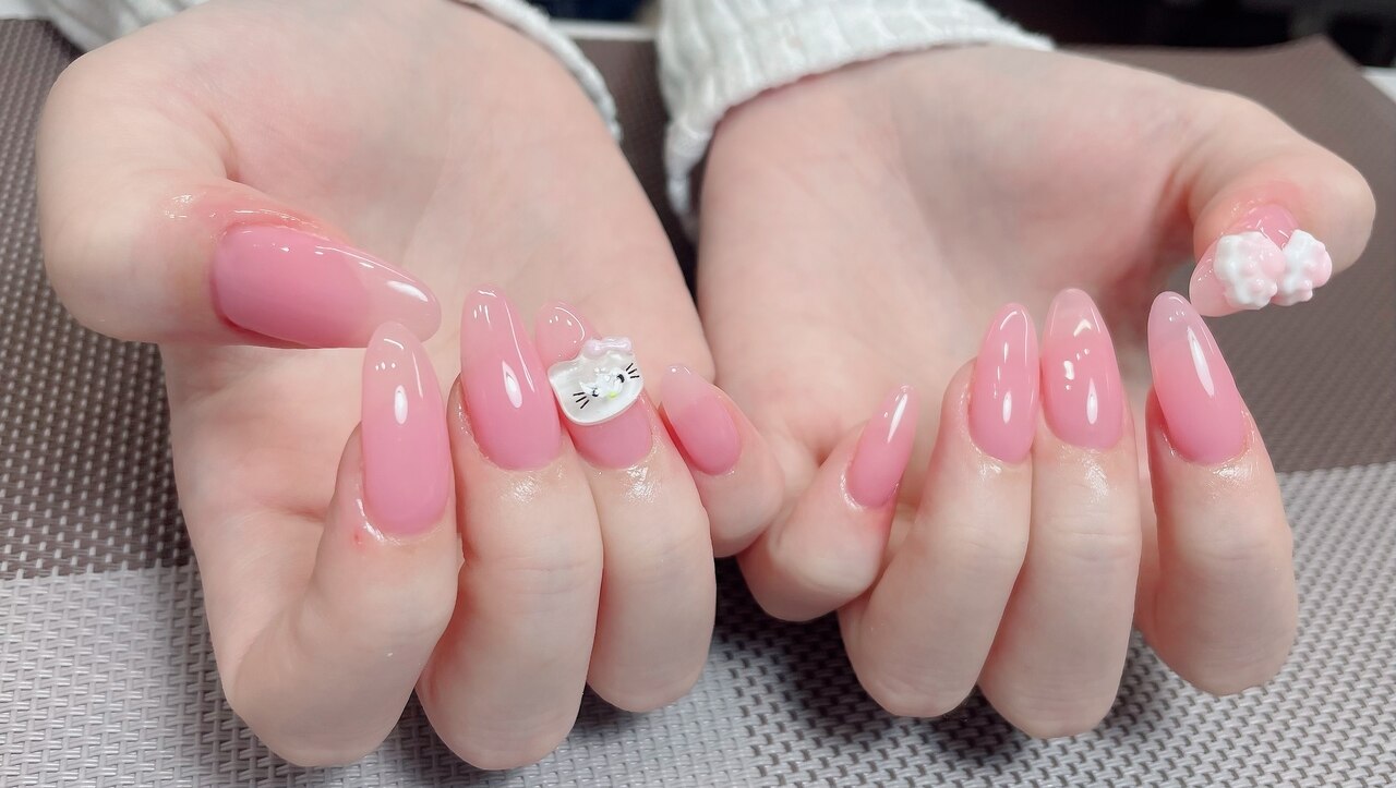 3dネイルパーツ ネイル ネイルパーツ  ピンク デコパーツ リボン 3Dネイルパーツ ♡白リボン ネイルチップ（つけ爪） jun❤︎nail 通販