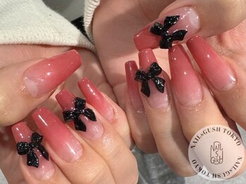 ネイルズガッシュ 溝の口店(NAILs GUSH)/グラデーション/リボン/ピンク