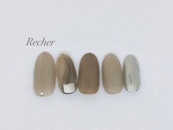 ネイルサロンリシェ 烏丸御池(Recher)/ブラウンベージュ×ミラー