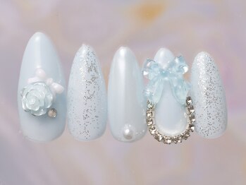ジェミーネイル シンジュク(Jemiy nail shinjuku)/スカイブルーミラーリボン¥9480