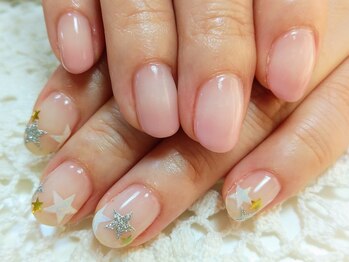 エムネイル(M Nail)/アシンメトリー星×カラーグラデ