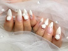 プティ アイビューティ 北浜店(peTiT eyebeauty)/バラ　長さだし　ホワイトネイル