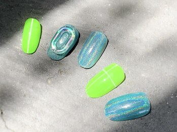 ネイルスミス 高松店(Nailsmith)/ブルー×ライムグリーン