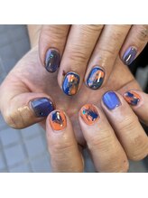 グラマラス アンジェアイ 荻窪店(glamourous ange eye)/青×オレンジネイル