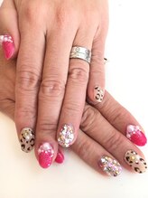 ネイルサロン ル リアン(Nailsalon Le lien)/レオパード×ストーン埋め尽くし