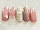 桃色秋ネイル