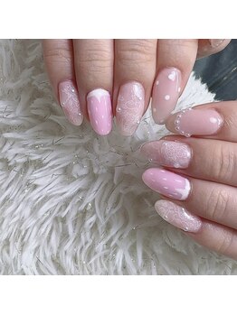 いちごミルク×レースネイル