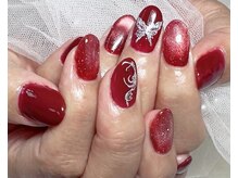 ジェー エス シー ネイル(J.S.C.nail)/冬/ボルドー/蝶々/ワンカラー