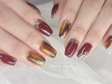 べっこうニュアンス秋ネイル
