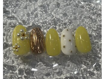 ミュウネイル(miu_nail)/イエロー×ミラーネイル