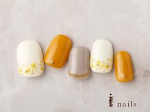 アイネイルズ 横浜EAST店(I-nails)/シンプルスプリング押し花ミモザ