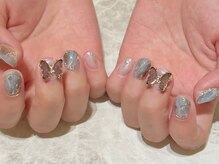 ジョアアンジェ 上本町店(joieange)/蝶ネイル　ニュアンス　大理石風