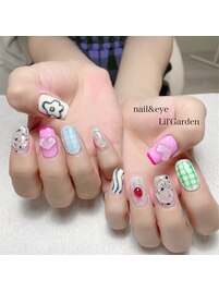 カラフルぷっくりフラワーネイル