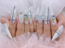 ネイル アリーズ セカンド(nail Allies 2nd)/水色チェック柄ネイル