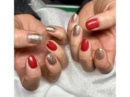 クリスマス赤ネイル