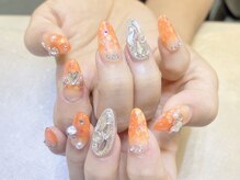 ネイルサロン ジェイ(Nail Salon J)/スカルオレンジグラデーネイル