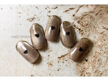 ネイルクローネ(nail crone)/黒ハートホロマグネットネイル