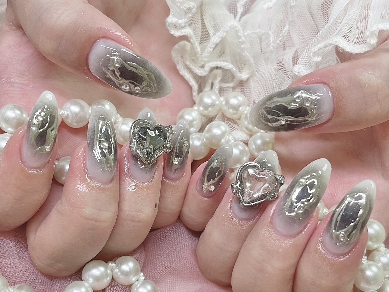 モノトーンハート ネイルチップ 4062_eyecatch_201903311020-