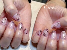 キラキラお花ネイル