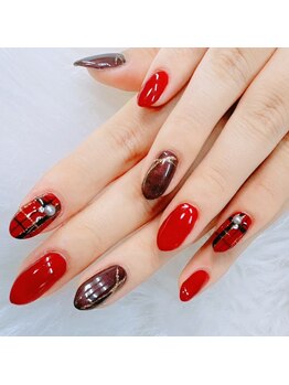 アップネイル/冬ネイル　ツイードネイル