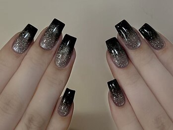 ナユキネイル 新宿店(NA.YUKI Nail)/黒グラテーション＋マグネット