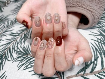 モルフォネイル(Morpho nail)/#ブラウン#ニュアンス#大理石