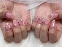 ネイルモア 藤が丘店(nail mor.)/チーク×リボンネイル