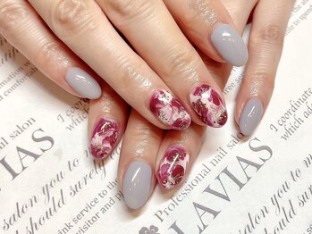 プロフェッショナル ネイルサロン ラヴィアス(LAVIAS)/【ジェル】ワンカラ＋アート２本