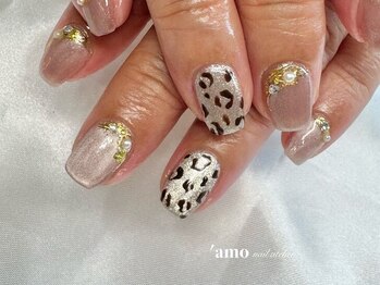 'amo nail atelier【フィルイン/パラジェル/定額コース】/マグネット×レオパード