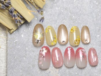 桜ネイル×ミモザネイル