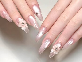 ラジュルネ(nail&eyelash La journee)の写真/丁寧なケアと美フォルムにこだわり◎手元がより美しく見えるデザインに【長さ出し10本×3Dお花1本】7980円