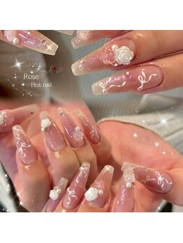 nail salon popo 新宿三丁目2号店　〈韓国ネイル×ワンホンネイル×長さだし〉/ローズピンクネイル☆