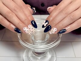 ドット&リボンネイル