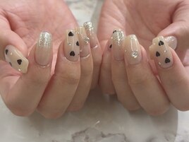 シルバー ハートネイル