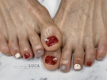 ネイルアトリエルカ(nail atelier LUCA)/W-906 大人可愛い赤べっ甲ネイル
