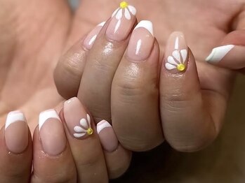 手描きフラワー◇フレンチネイル