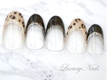 ラグジュアリーネイルズ アカバネ(Luxury Nails Akabane)/シック*柄フレンチ