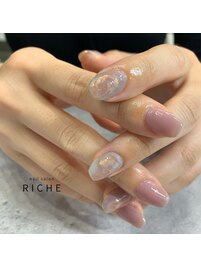 涼しげなニュアンスアートネイル