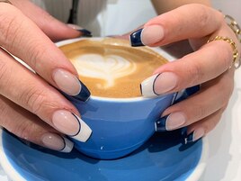 navy ivory french nails